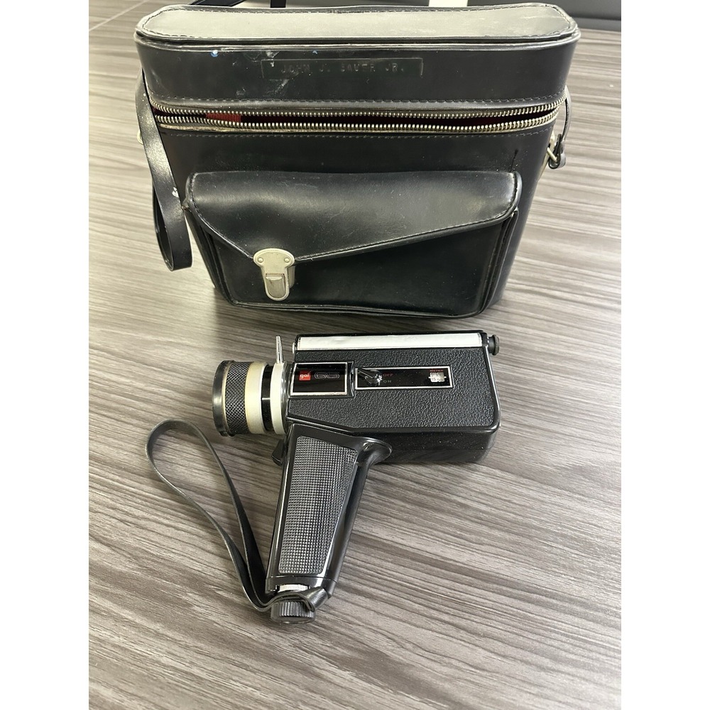 Vintage GAF 65 8mm Handheld Movie Camera with Leather Carrying Bag